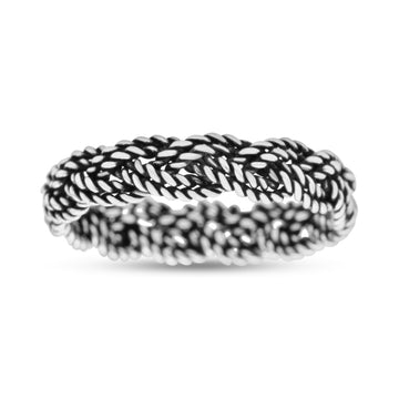 Classic Traditional Twisted Rope Braided Oxidized Band Thumb Ring